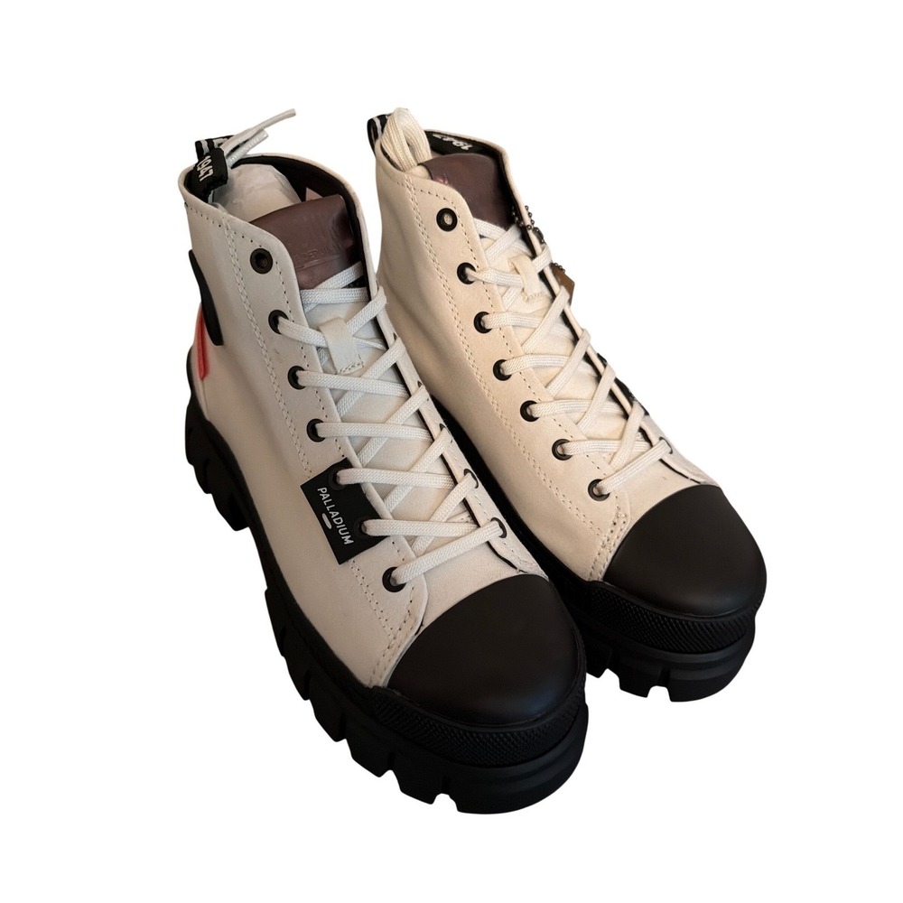 Palladium Revolt Hi TX Star White Black‎ Platform Boots 97242-116-M Womens 6.5